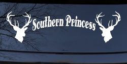 Southern Princess With Deer Hunting Car or Truck Window Decal Sticker