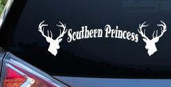 Southern Princess With Deer Hunting Car or Truck Window Decal Sticker