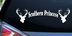 Southern Princess With Deer Hunting Car or Truck Window Decal Sticker