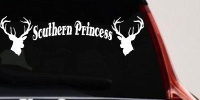 Southern Princess With Deer Hunting Car or Truck Window Vinyl Decal Sticker