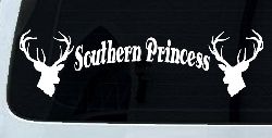 Southern Princess With Deer Hunting Car or Truck Window Decal Sticker
