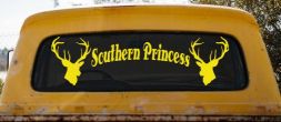 Southern Princess With Deer Hunting Car or Truck Window Decal Sticker (Yellow)
