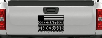 One Nation Under God Lets Keep It That Way American US Flag Christian Car or Truck Window Decal Sticker (Black)