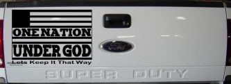 One Nation Under God Lets Keep It That Way American US Flag Christian Car or Truck Window Decal Sticker (Black)