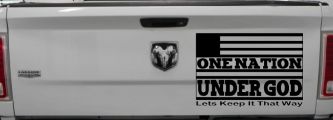 One Nation Under God Lets Keep It That Way American US Flag Christian Car or Truck Window Decal Sticker (Black)