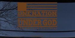 One Nation Under God Lets Keep It That Way American US Flag Christian Car or Truck Window Decal Sticker (Copper)