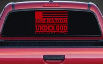 One Nation Under God Lets Keep It That Way American US Flag Christian Car or Truck Window Decal Sticker (Red)