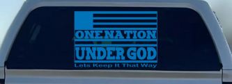 One Nation Under God Lets Keep It That Way American US Flag Christian Car or Truck Window Decal Sticker (Sky Blue)