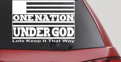 One Nation Under God Lets Keep It That Way American US Flag Christian Car or Truck Window Vinyl Decal Sticker