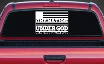 One Nation Under God Lets Keep It That Way American US Flag Christian Car or Truck Window Decal Sticker