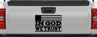 In God We Trust American US Flag Christian Car or Truck Window Decal Sticker (Black)