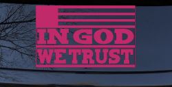 In God We Trust American US Flag Christian Car or Truck Window Decal Sticker (Hot Pink)
