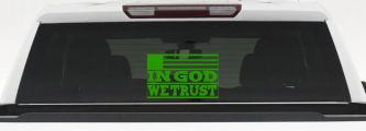 In God We Trust American US Flag Christian Car or Truck Window Decal Sticker (Lime)
