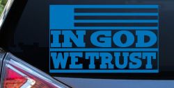 In God We Trust American US Flag Christian Car or Truck Window Decal Sticker (Sky Blue)