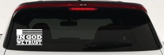 In God We Trust American US Flag Christian Car or Truck Window Decal Sticker (White)
