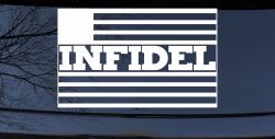 Infidel With American US Flag Military Car or Truck Window Decal Sticker