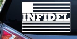 Infidel With American US Flag Military Car or Truck Window Decal Sticker