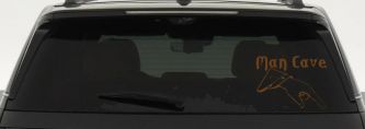 Man Cave Pointing Down Window Lettering Sign Car or Truck Window Decal Sticker (Copper)