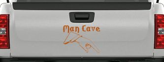 Man Cave Pointing Down Window Lettering Sign Car or Truck Window Decal Sticker (Nut Brown)