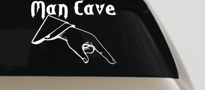 Man Cave Pointing Down Window Lettering Sign Car or Truck Window Vinyl Decal Sticker