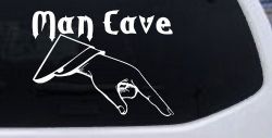 Man Cave Pointing Down Window Lettering Sign Car or Truck Window Decal Sticker