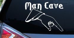 Man Cave Pointing Down Window Lettering Sign Car or Truck Window Decal Sticker