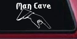 Man Cave Pointing Down Window Lettering Sign Car or Truck Window Decal Sticker