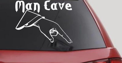 Man Cave Pointing Down Window Lettering Sign Car or Truck Window Vinyl Decal Sticker