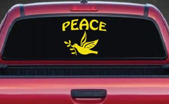 Peace Dove Christian Car or Truck Window Vinyl Decal Sticker (Yellow)