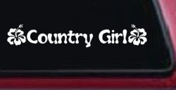 Country Girl With Hibiscus Flowers Car or Truck Window Decal Sticker