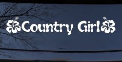 Country Girl With Hibiscus Flowers Car or Truck Window Decal Sticker