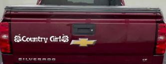 Country Girl With Hibiscus Flowers Car or Truck Window Decal Sticker (White)