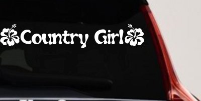Country Girl With Hibiscus Flowers Car or Truck Window Vinyl Decal Sticker