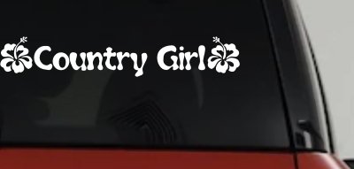 Country Girl With Hibiscus Flowers Car or Truck Window Vinyl Decal Sticker