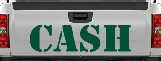 Cash Business Window Lettering Sign Car or Truck Window Vinyl Decal Sticker (Dark Green)