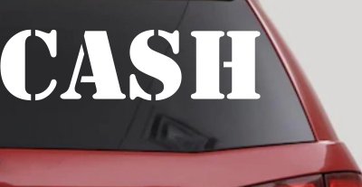 Cash Business Window Lettering Sign Car or Truck Window Vinyl Decal Sticker