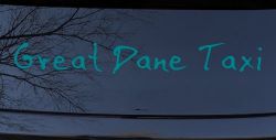 Great Dane Taxi Car or Truck Window Decal Sticker (Turquoise Blue)