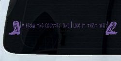 Im From The Country Car or Truck Window Decal Sticker (Purple)