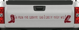 Im From The Country Car or Truck Window Decal Sticker (Purple Red)