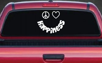 Peace Love Happiness Smiley Car or Truck Window Decal Sticker