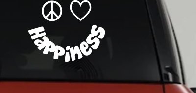 Peace Love Happiness Smiley Car or Truck Window Vinyl Decal Sticker