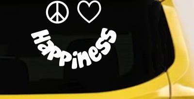 Peace Love Happiness Smiley Car or Truck Window Vinyl Decal Sticker