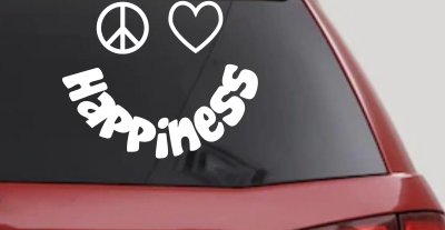 Peace Love Happiness Smiley Car or Truck Window Vinyl Decal Sticker