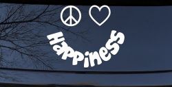Peace Love Happiness Smiley Car or Truck Window Decal Sticker