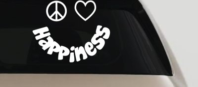 Peace Love Happiness Smiley Car or Truck Window Vinyl Decal Sticker