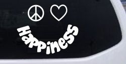 Peace Love Happiness Smiley Car or Truck Window Decal Sticker
