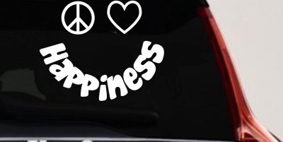 Peace Love Happiness Smiley Car or Truck Window Vinyl Decal Sticker