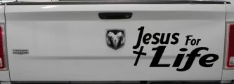 Jesus For Life Christian Car or Truck Window Decal Sticker (Black)