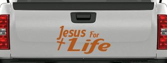 Jesus For Life Christian Car or Truck Window Decal Sticker (Nut Brown)