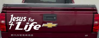 Jesus For Life Christian Car or Truck Window Decal Sticker (White)